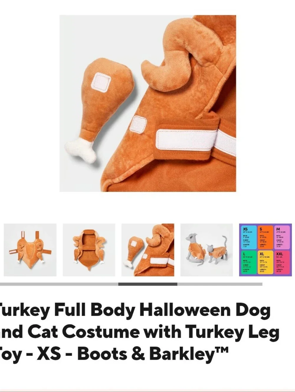 Boots & Barkley Tan Cat/Dog Costume - Turkey Pet Outfit